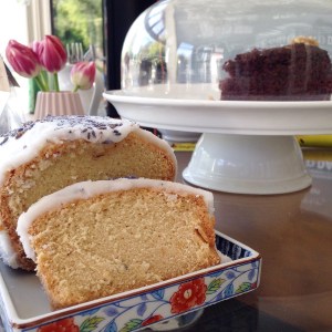 Chocolate and lavender cake at Anat.